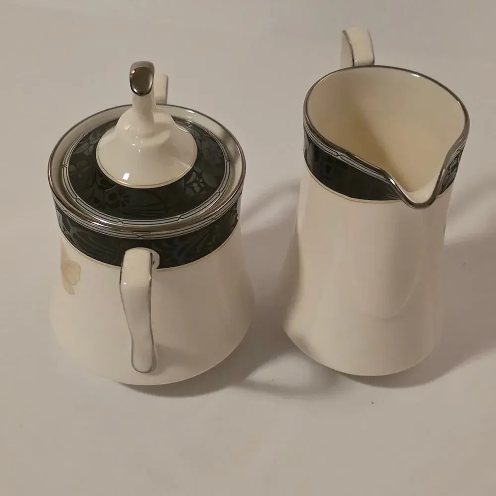 Vintage Noritake Enchanteur 7701 Creamer Sugar‎ Bowl Set Fine China Japan